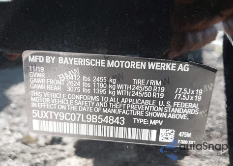 2020 BMW X3 M40I из США, поврежденный, VIN 5UXTY9C07L9B54843